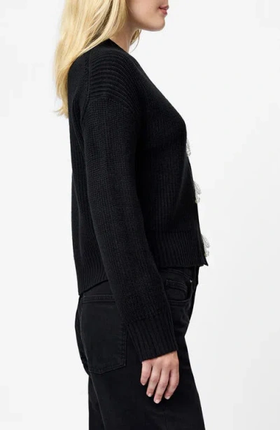 French Connection Babysoft Sparkly Bow Embellished Cardigan In Black