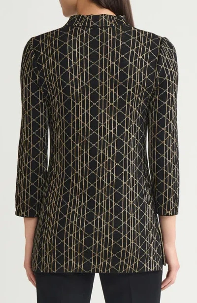 Ming Wang Art Deco Metallic Tunic In Multi