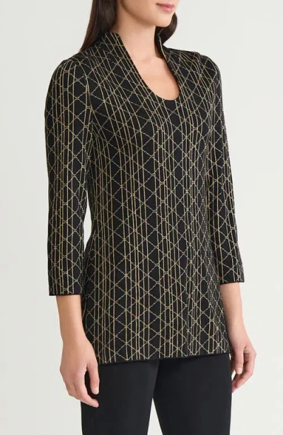 Ming Wang Art Deco Metallic Tunic In Multi