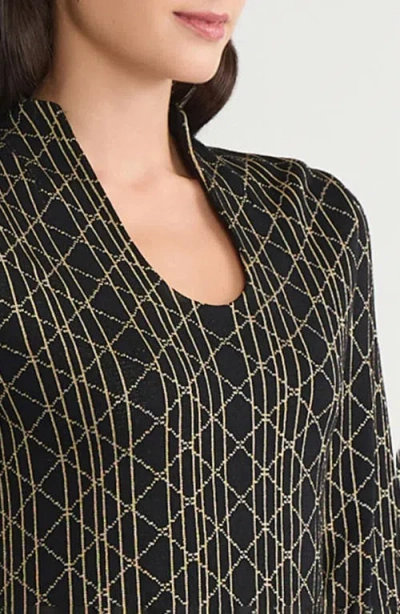 Ming Wang Art Deco Metallic Tunic In Multi