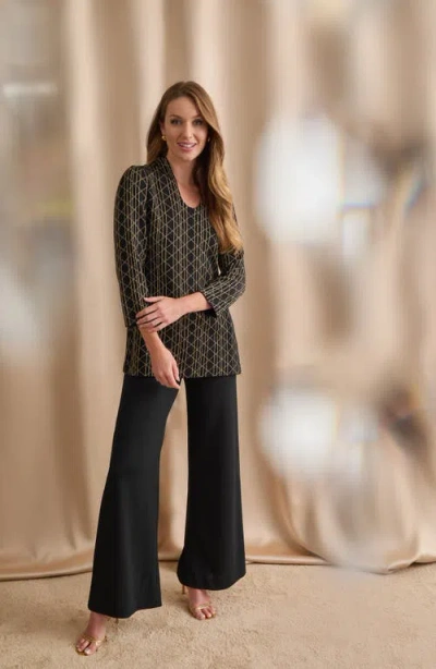 Ming Wang Art Deco Metallic Tunic In Multi