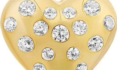 Shymi Scattered Stone Puffy Heart Stud Earrings In Gold