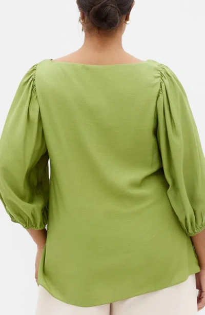 City Chic Immy Puff Sleeve Top In Green