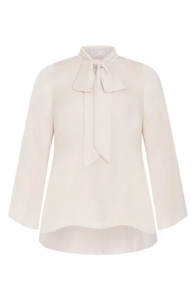 City Chic Mahalia Tie Neck Satin Top In Gold