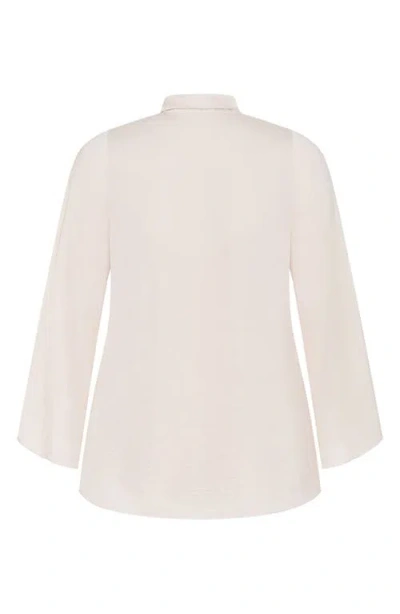 City Chic Mahalia Tie Neck Satin Top In Gold