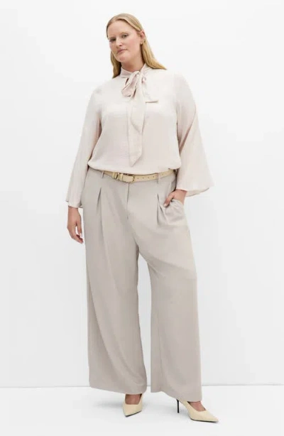 City Chic Mahalia Tie Neck Satin Top In Gold