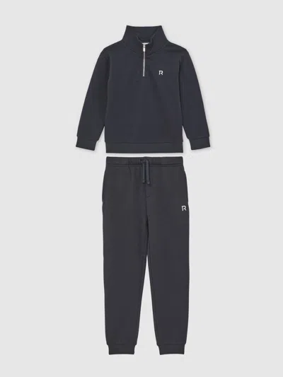 Reiss Navy Sulley 13-14 Yrs Logo-embroidery Tracksuit Set In Blue