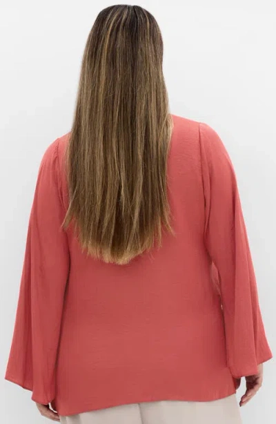 City Chic Mahalia Tie Neck Satin Top In Red