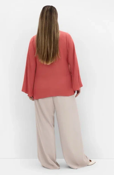 City Chic Mahalia Tie Neck Satin Top In Red