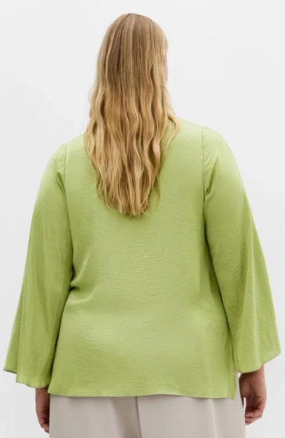 City Chic Mahalia Tie Neck Satin Top In Green