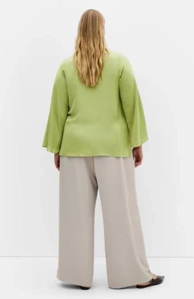 City Chic Mahalia Tie Neck Satin Top In Green