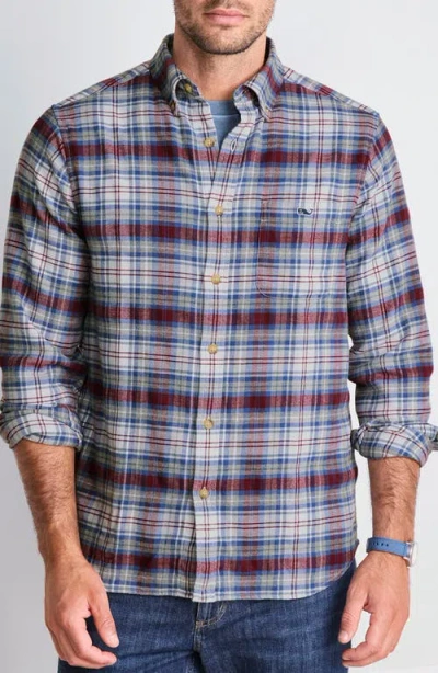 Vineyard Vines Great Point Plaid Stretch Flannel Button Down Shirt In Multi