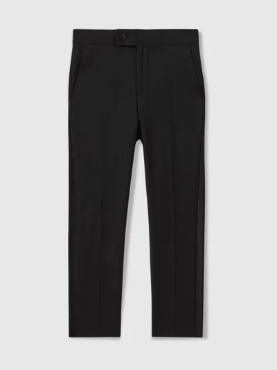 Reiss Black Knightsbridge T 13-14 Yrs Tuxedo Satin Stripe Trousers In Black