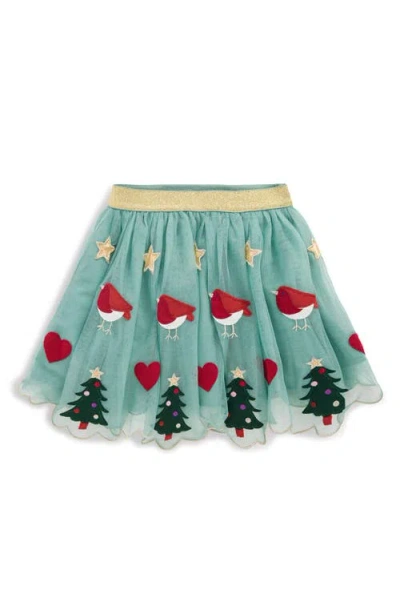 Mini Boden Kids' Christmas Appliqué Tulle Skirt In Blue