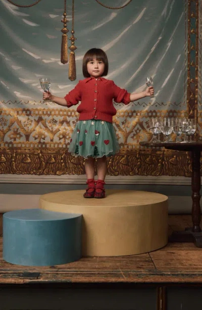 Mini Boden Kids' Christmas Appliqué Tulle Skirt In Blue