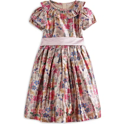 Mini Boden Kids' Metallic Floral Print Party Dress In Multi