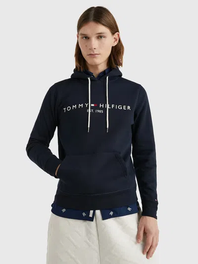 Tommy Hilfiger Hoodie À Logo En Coton Biologique In Black