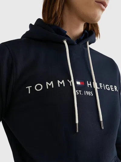 Tommy Hilfiger Hoodie À Logo En Coton Biologique In Black