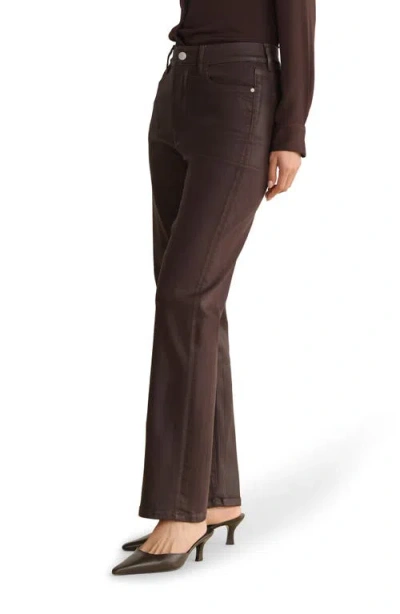 Warp & Weft Warp+weft Ase Coated High Waist Straight Leg Jeans In Brown