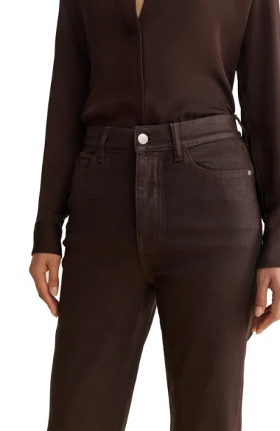 Warp & Weft Warp+weft Ase Coated High Waist Straight Leg Jeans In Brown