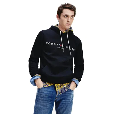 Tommy Hilfiger Logo Print Hoodie In Black