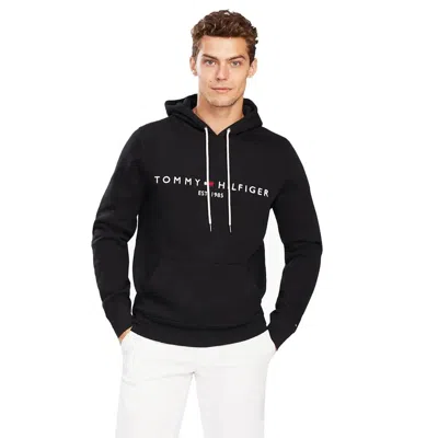 Tommy Hilfiger Logo Print Hoodie In Black