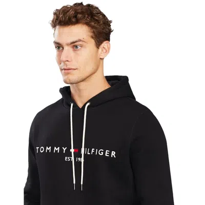 Tommy Hilfiger Logo Print Hoodie In Black
