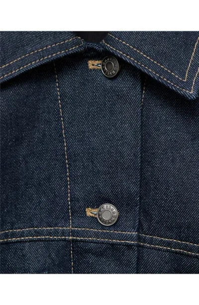 Mango Denim Jacket With Decorative Stitching Open Blue In Blue