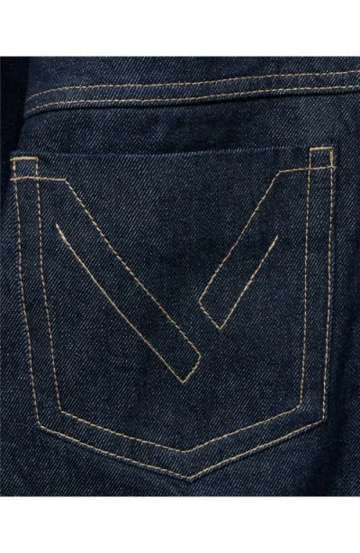 Mango Denim Jacket With Decorative Stitching Open Blue In Blue