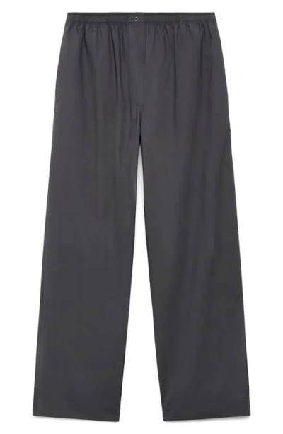 Mango Cotton Poplin Pajama Pants In Gray