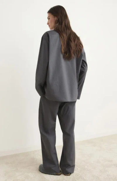 Mango Cotton Poplin Pajama Pants In Gray