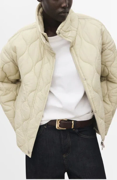 Mango Oversize Quilted Jacket In White