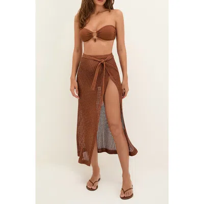 Vix Paula Hermanny Rena Open Stitch Cover-up Pareo In Brown