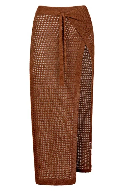 Vix Paula Hermanny Rena Open Stitch Cover-up Pareo In Brown