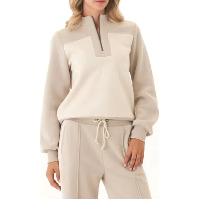 Threads 4 Thought Kianna Triblend Colorblock Fleece Quarter Zip In Neutral