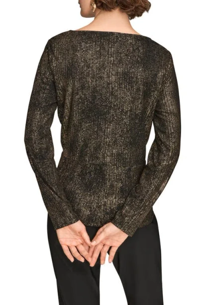 Donna Karan New York Metallic Long Sleeve Shirt In Multi