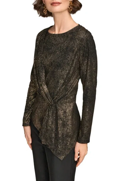 Donna Karan New York Metallic Long Sleeve Shirt In Multi
