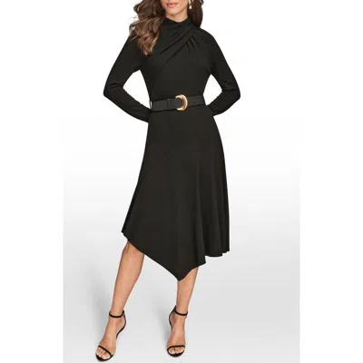 Donna Karan Women's Long Sleeves Angle Hem Dress In Black