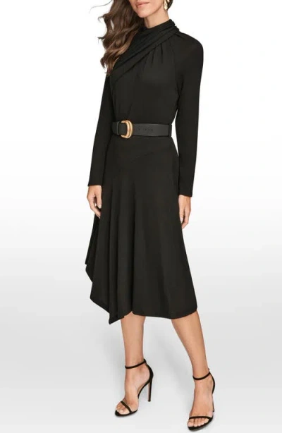 Donna Karan Women's Long Sleeves Angle Hem Dress In Black