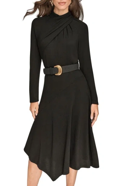 Donna Karan Women's Long Sleeves Angle Hem Dress In Black
