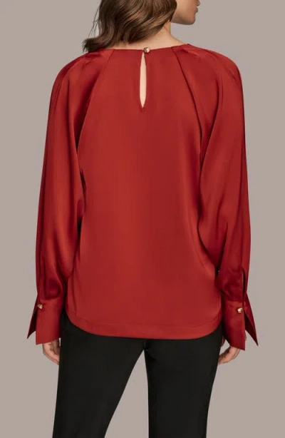 Donna Karan New York Chain Satin Top In Red