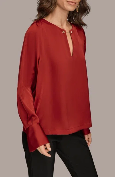Donna Karan New York Chain Satin Top In Red