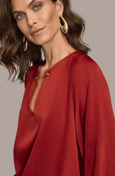 Donna Karan New York Chain Satin Top In Red
