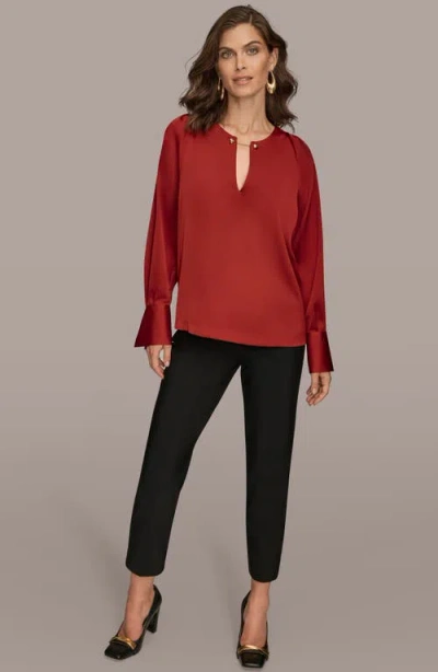 Donna Karan New York Chain Satin Top In Red