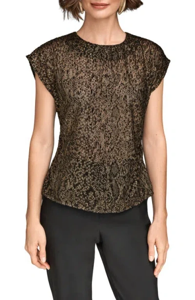 Donna Karan New York Metallic Cap Sleeve Top In Multi