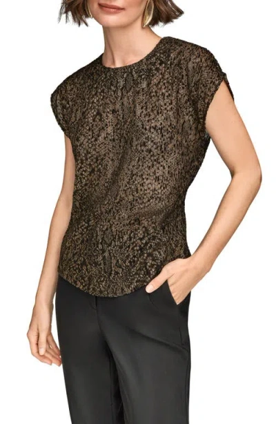 Donna Karan New York Metallic Cap Sleeve Top In Multi