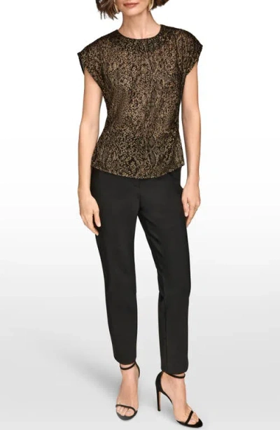 Donna Karan New York Metallic Cap Sleeve Top In Multi