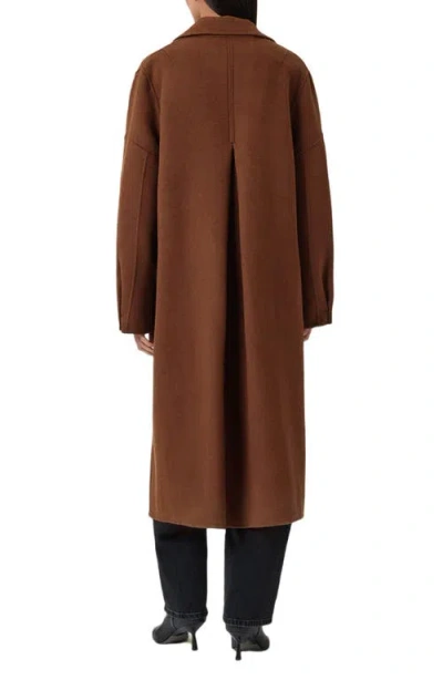 Allsaints Womens Cinnamon Brown Sellema Notched-lapel Wool Blend Coat In Multi
