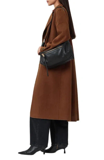 Allsaints Womens Cinnamon Brown Sellema Notched-lapel Wool Blend Coat In Multi