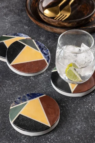 Gauri Kohli Bennett Marble Coasters In Multi